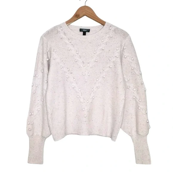 AQUA Cashmere Popcorn Cable Cashmere Sweater Size Medium Heathered Pastel Pink - Picture 2 of 9